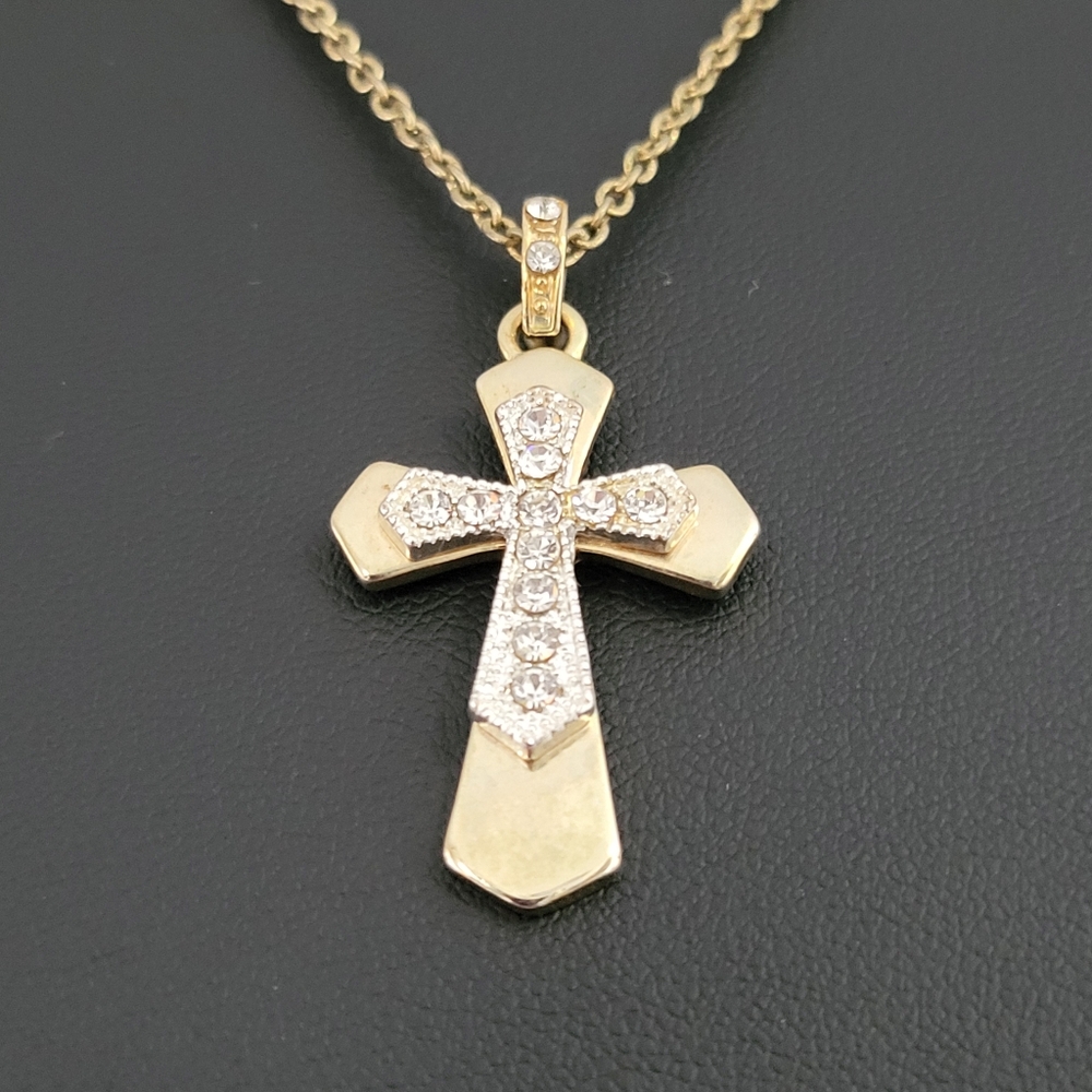 Cross Necklace Gold-tone Cross With Sparkling Crystal Accents - Picture 13 of 16